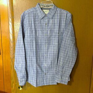 Flag & Anthem Men's Blue Plaid Button Up Long Sleeve Shirt-M,NWT